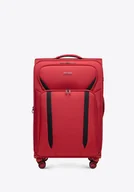 Walizki - Duża walizka miękka dwukolorowa czerwono - czarna - miniaturka - grafika 1