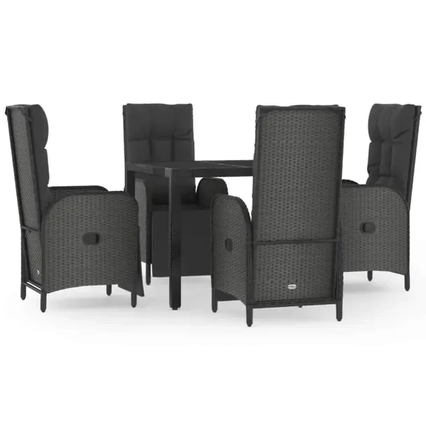 Zestaw Mebli Ogrodowych z Rattanu PE, Stół 90x90x75 cm, Krzesła 57x62.5x