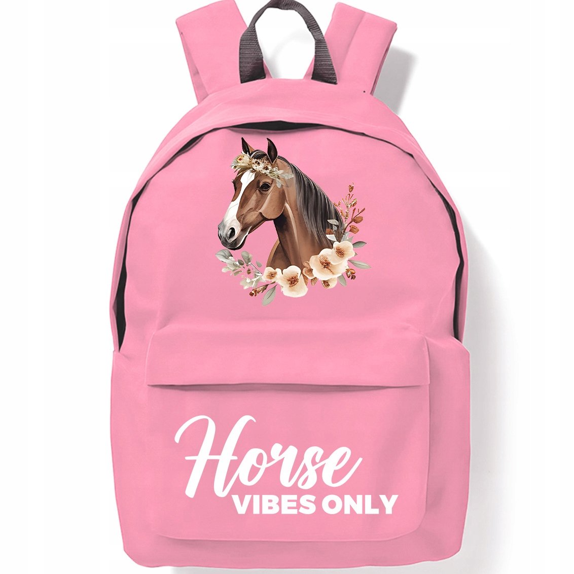 Szkolny Plecak Różowy Horse Vibes Styl Modny Młodzieżowy Lekki Do Szkoły