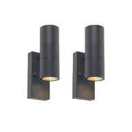 Lampy pozostałe - QAZQA Zestaw 2 kinkietów zewnętrznych ciemnoszary 2-punktowy czujnik jasno-ciemno - Duo - miniaturka - grafika 1