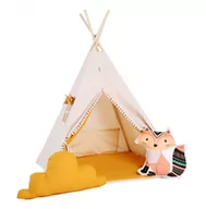 Namioty i tipi dla dzieci - SowkaDesign Namiot tipi dla dzieci, bawełna, okienko, lisek, kremowy miodek - miniaturka - grafika 1
