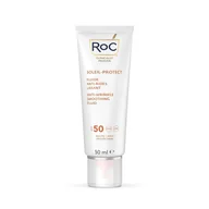 Balsamy i kremy do opalania - RoC Soleil-Protect Anti-Wrinkle Smoothing Fluid SPF 50 Ochrona przeciwsłoneczna 50 ml - miniaturka - grafika 1