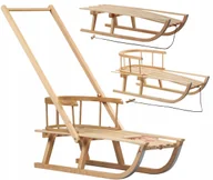 Sanki i ślizgacze - POLSKIE SANKI DRWNIANE Oparcie Pchacz dla dzieci Solidne Tradycyjne - miniaturka - grafika 1