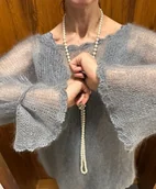 Swetry damskie - Sweter typu mgiełka z moheru i jedwabiu - miniaturka - grafika 1