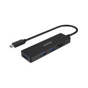 Huby USB - Unitek 3 porty czytnik kart czarny H1108B - miniaturka - grafika 1