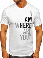 Koszulki męskie - Biały bawełniany t-shirt męski z nadrukiem Bolf 0404T - miniaturka - grafika 1