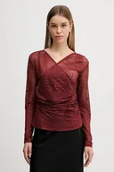Bluzki damskie - Sisley bluzka damska kolor bordowy wzorzysta 3NDXL401A - miniaturka - grafika 1