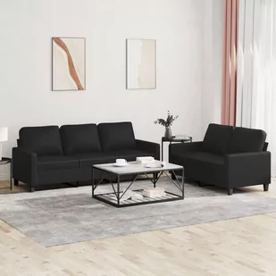 2-osobowa sofa z poduszkami, czarna, sztuczna skóra Lumarko! - Sofy i kanapy - miniaturka - grafika 1