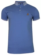 Koszulki męskie - Niebieska Bawełniana Koszulka POLO -Brave Soul- Męska, Krótki Rękaw, z Kołnierzykiem, Casualowa - miniaturka - grafika 1