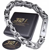 Bransolety męskie - GRUBA SREBRNA BRANSOLETA BRANSOLETKA MĘSKA SPLOT KRÓLEWSKI STAL SZLACHETNA - miniaturka - grafika 1