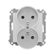 Gniazdka elektryczne - Kontakt Simon Gniazdo podwójne z uziemieniem Simon 55 - aluminium mat - miniaturka - grafika 1