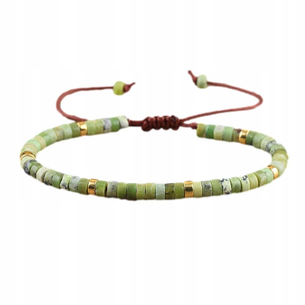 Bransoletka Damska Koraliki Kamień Naturalny Chryzopraz 2 x 4 mm Regulowany