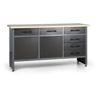 Stół warsztatowy HOBBY III, 840 x 1600 x 600 mm, 6 szuflad, 2 szafki - Pozostałe wyposażenie warsztatu - miniaturka - grafika 1