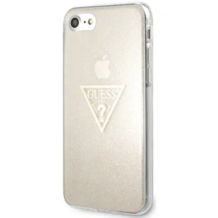 Guess Solid Glitter Triangle etui do iPhone 8 / 7 złote GUHCI8SGTLGO - Etui i futerały do telefonów - miniaturka - grafika 1