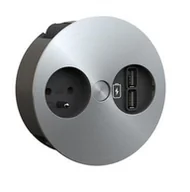 Gniazdka elektryczne - Ładowarka BACHMANN TWIST 1xUTE 1xUSB, wygląd stali nierdzewnej AEH, 2 m - miniaturka - grafika 1