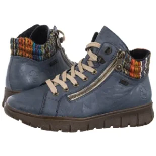Botki Niebieskie N1305-14 Blue (RI307-b) Rieker - Botki damskie - miniaturka - grafika 1