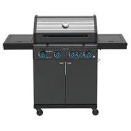 Grille gazowe - VELACO Grill gazowy ogrodowy ZEUS-C 135x53x112 cm z rusztem żeliwnym pokrywą i półkami o mocy 14,5 KW kolor CZARNY - miniaturka - grafika 1
