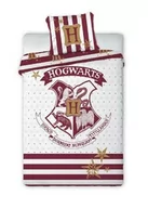 Pościel dla dzieci - Faro Pościel bawełniana 140x200 Harry Potter 004 Herb biała bordowa młodzieżowa poszewka 70x90 - miniaturka - grafika 1