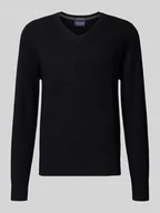 Swetry męskie - Sweter z dzianiny z mieszanki wełny i kaszmiru z dekoltem w serek - miniaturka - grafika 1