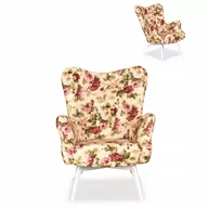 Fotele - Fotel uszak skandynawski Luna Print Róże kwiaty - miniaturka - grafika 1