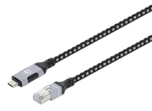Manhattan 394826 zmieniacz płci / kabli RJ-45 USB-C Czarny, Srebrny - Adaptery i przejściówki - miniaturka - grafika 1