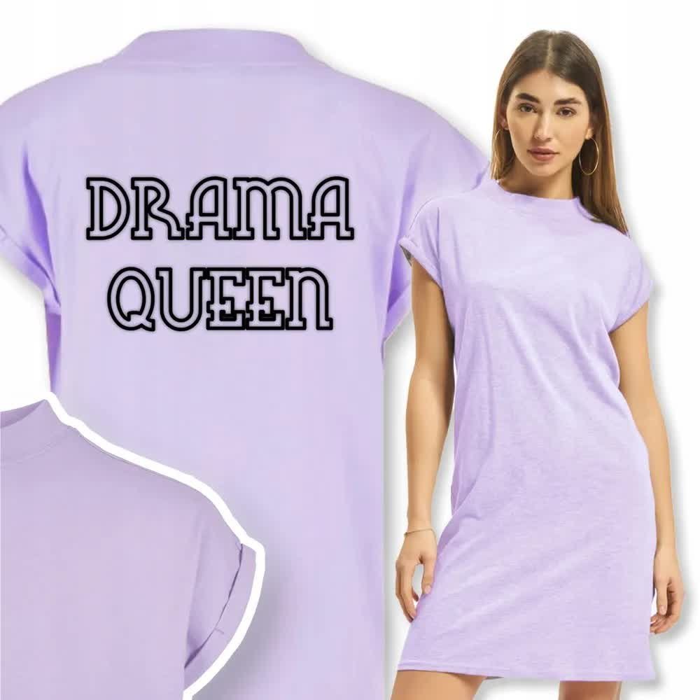 Wygodna Koszula Nocna Fiolet DRAMA QUEEN Wzory - M