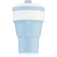 Butelki dla niemowląt - KidPro Collapsible Mug kubek ze słomką Blue 350 ml - miniaturka - grafika 1