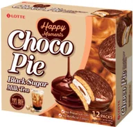 Kuchnie świata - Choco Pie Black Sugar Milk Tea, całe pudełko (12 x 28g) - Lotte - miniaturka - grafika 1