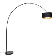 Lampy stojące - QAZQA Nowoczesna lampa łukowa czarna z podwójnym abażurem czerń ze złotem - XXL - miniaturka - grafika 1