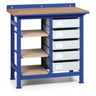 Szafy i regały magazynowe - B2B Partner Stół warsztatowy z metalowymi szufladami i półkami S1 - miniaturka - grafika 1