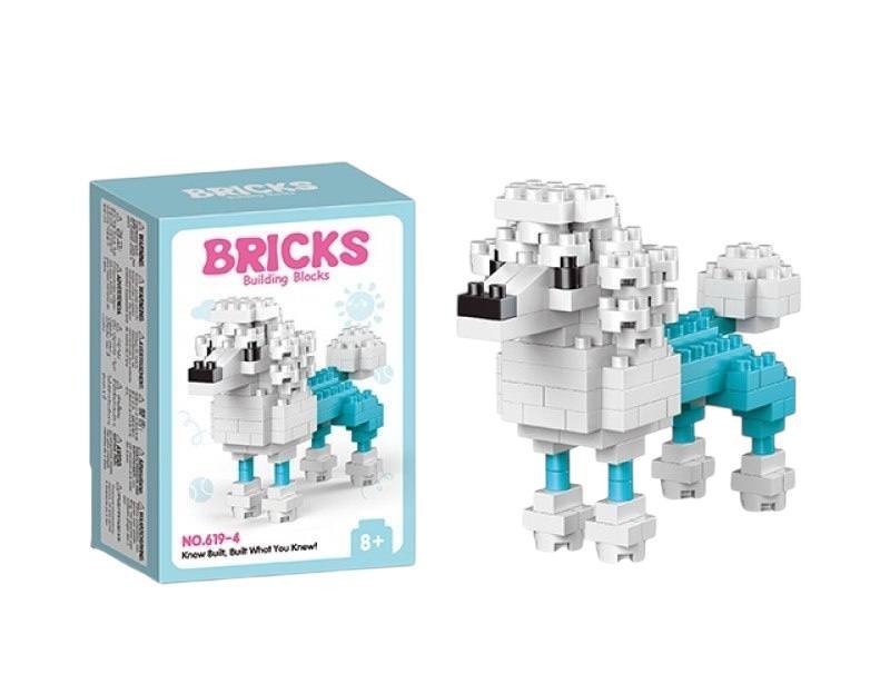 KLOCKI MINI BRICKS – PIES PUDEL BIAŁO-NIEBIESKI 123 ELEMENTY