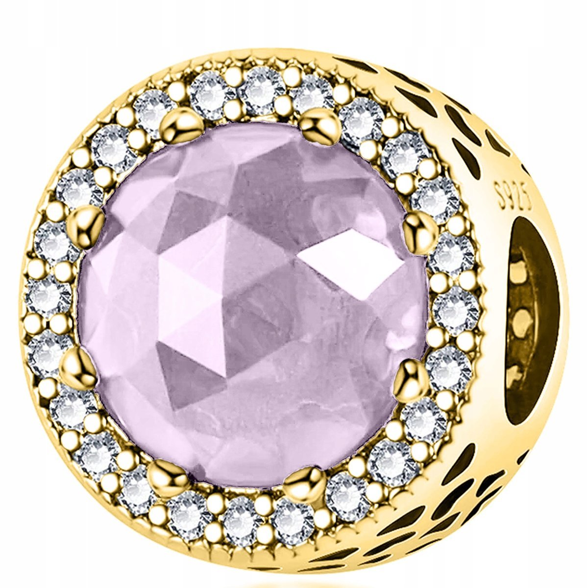 Złoty Charms Kamień Klejnot Koralik z Kamieniem Cyrkonie SREBRO 925