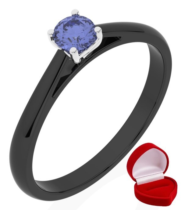 ZŁOTY PIERŚCIONEK ZARĘCZYNOWY 585 14k TANZANIT 0,24 ct CZARNE ZŁOTO R10