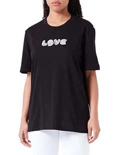 Love Moschino Damska koszulka o regularnym kroju z krótkim rękawem, czarna, rozmiar 48 (DE), czarny, 48 - Koszulki i topy damskie - miniaturka - grafika 1