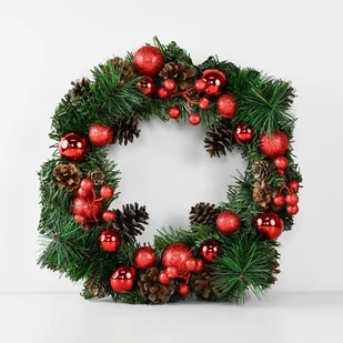 Wieniec świąteczny 36 cm - Czerwony - Ozdoby bożonarodzeniowe - miniaturka - grafika 1