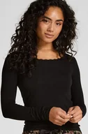 Biustonosze - Hunkemöller Dżersejowy top od piżamy z długimi rękawami Czarny - miniaturka - grafika 1