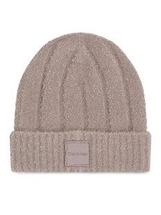Calvin Klein Czapka Modern Patch Chunky K60K612596 Beżowy - Czapki damskie - miniaturka - grafika 1