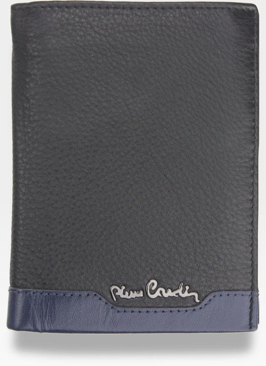 Pierre Cardin, Portfel skórzany męski, Tilak37 326, czarny/niebieski, ochrona RFID