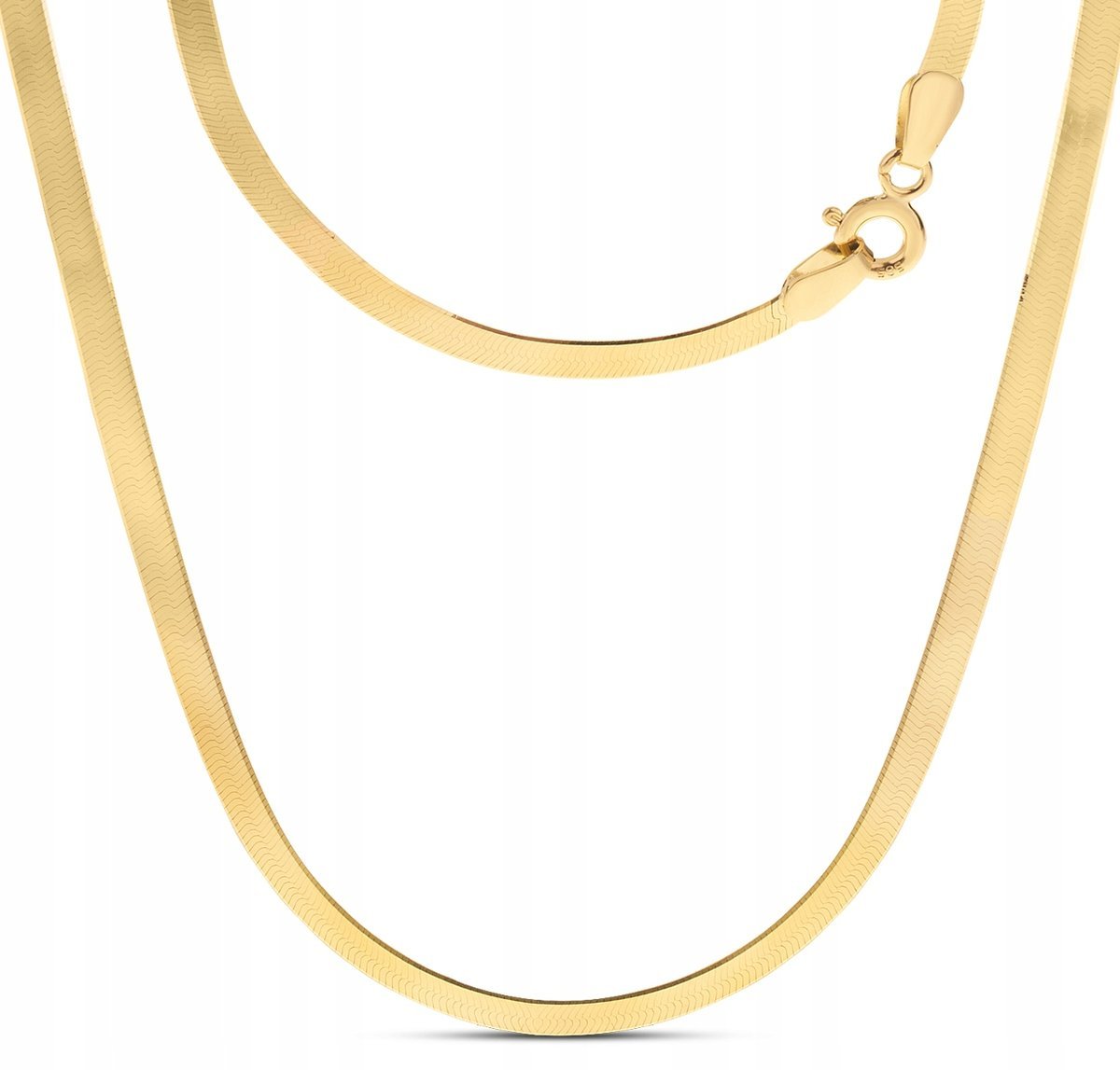 KLASYCZNY ZŁOTY ŁAŃCUSZEK ŻMIJKA TASIEMKA TAŚMA 2.2MM 14KT 585 45 CM