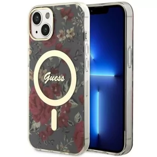 Guess GUHMP14SHCFWSA iPhone 14 6.1" zielony/khaki hardcase Flower MagSafe - Etui i futerały do telefonów - miniaturka - grafika 1