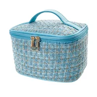 Kosmetyczki, organizery i kuferki - KOSMETYCZKA GLAMOUR GOLD 22x14x14 KUFEREK W KRATĘ - miniaturka - grafika 1