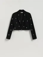 Marynarki i żakiety damskie - Reserved - Marynarka z aplikacjami - czarny - miniaturka - grafika 1