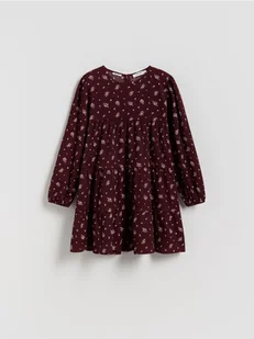 Reserved - Wzorzysta sukienka - bordowy - Sukienki i spódniczki dla dziewczynek - miniaturka - grafika 1