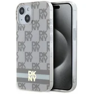 Etui i futerały do telefonów - Oryginalne Etui IPHONE 13 / 14 / 15 DKNY Hardcase IML Checkered Mono Pattern & Printed Stripes MagSafe (DKHMP15SHCPTSE) beżowe - miniaturka - grafika 1