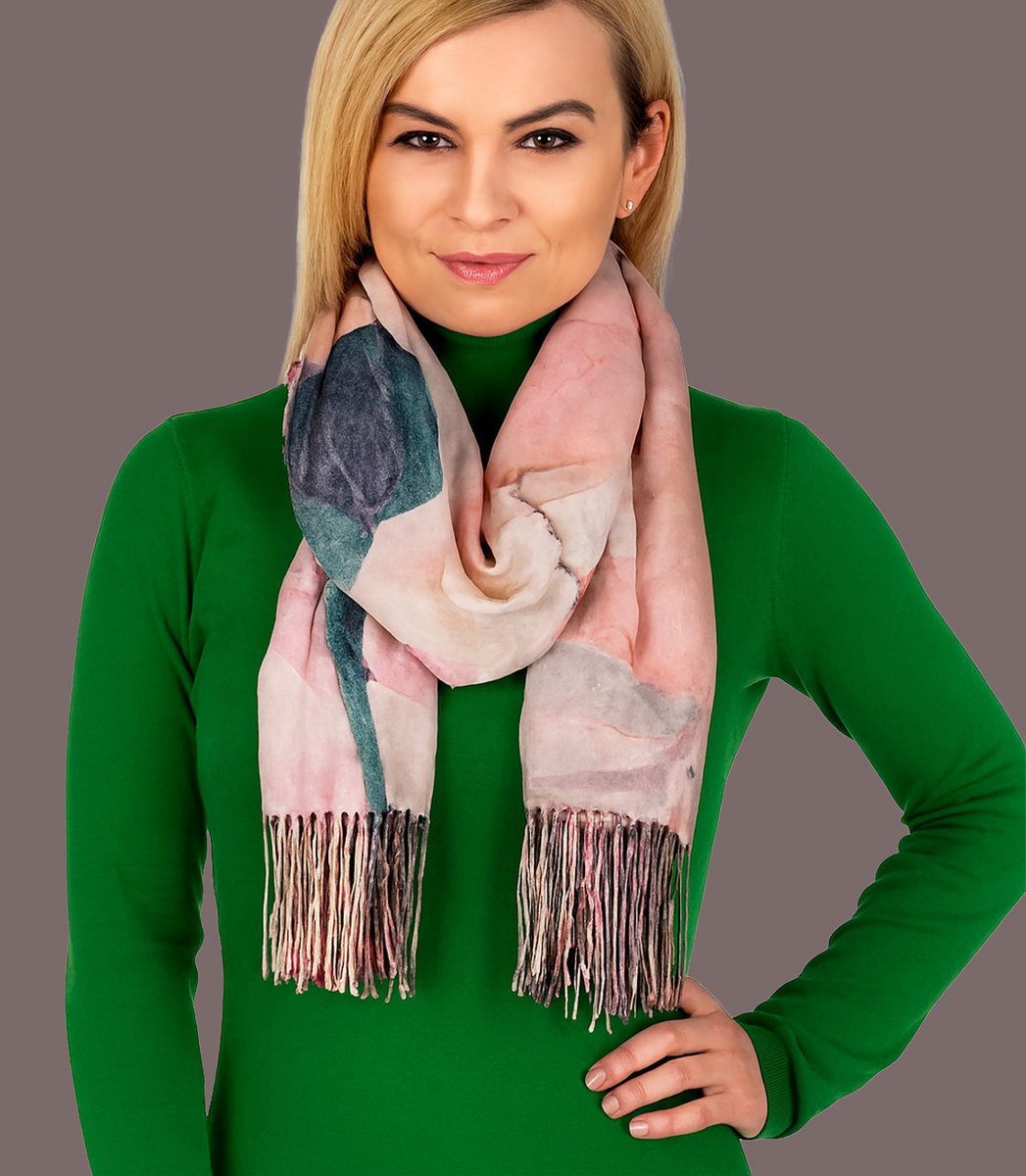 Kwadratowa chusta szal damski z frędzlami