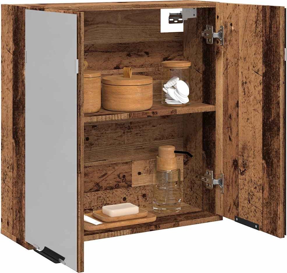 vidaXL vidaXL Szafka łazienkowa z lustrem, stare drewno, 64x20x66,5 cm