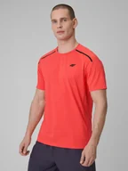 Koszulki sportowe męskie - 4F Koszulka treningowa regular szybkoschnąca męska - czerwona XL - miniaturka - grafika 1