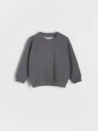 Bluzy i sweterki niemowlęce - Reserved - Bawełniana bluza z haftem - ciemnoszary - miniaturka - grafika 1