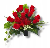 Sztuczne kwiaty - BUKIET RÓŻ WKŁAD DO WAZONU KWIATY NA CMENTARZ GRÓB POMNIK KOMPOZYCJA KWIATO - miniaturka - grafika 1