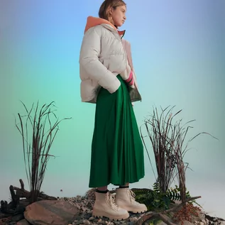 Spódnice - Reserved Spódnica midi z wiskozą - Zielony - grafika 1